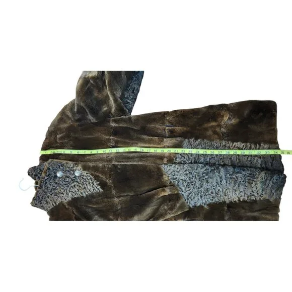 Vintage Natural Sheared Mink & Afghan Karakul Fur Coat Brown Swing Luxury Women - Picture 14 of 16